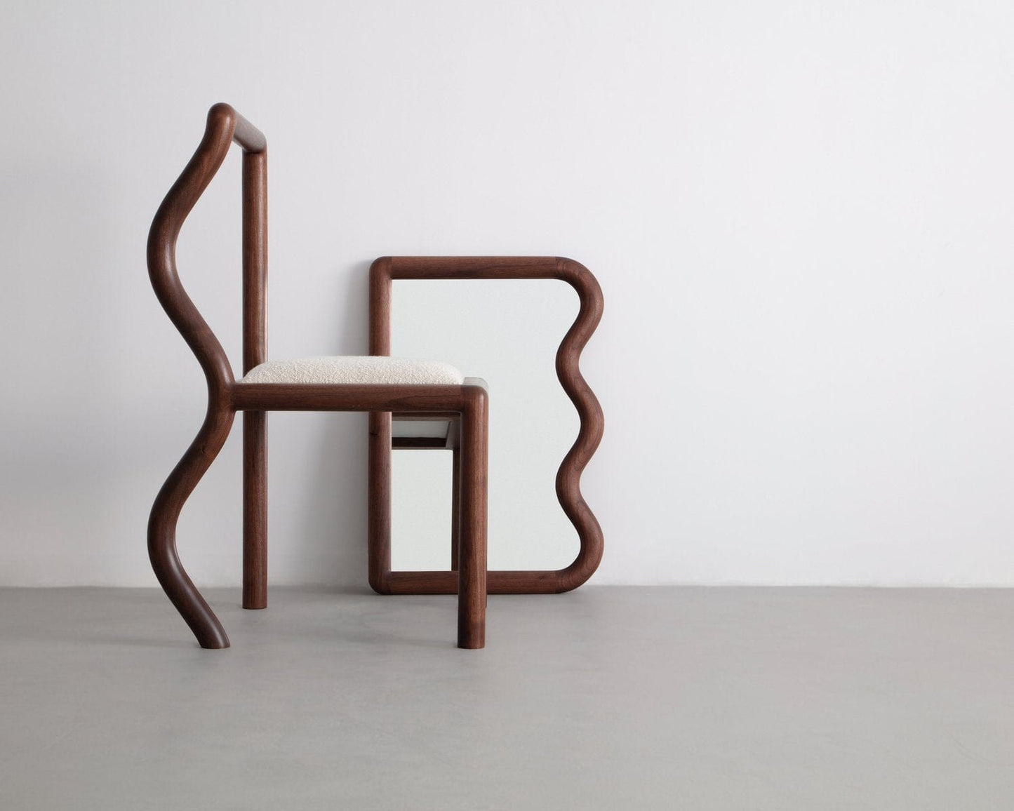 Mini Squiggle Mirror Walnut by Christopher Miano