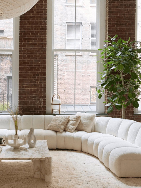 Modular Channel Sofa in Belgian Bouclé Sofas Straight Piece