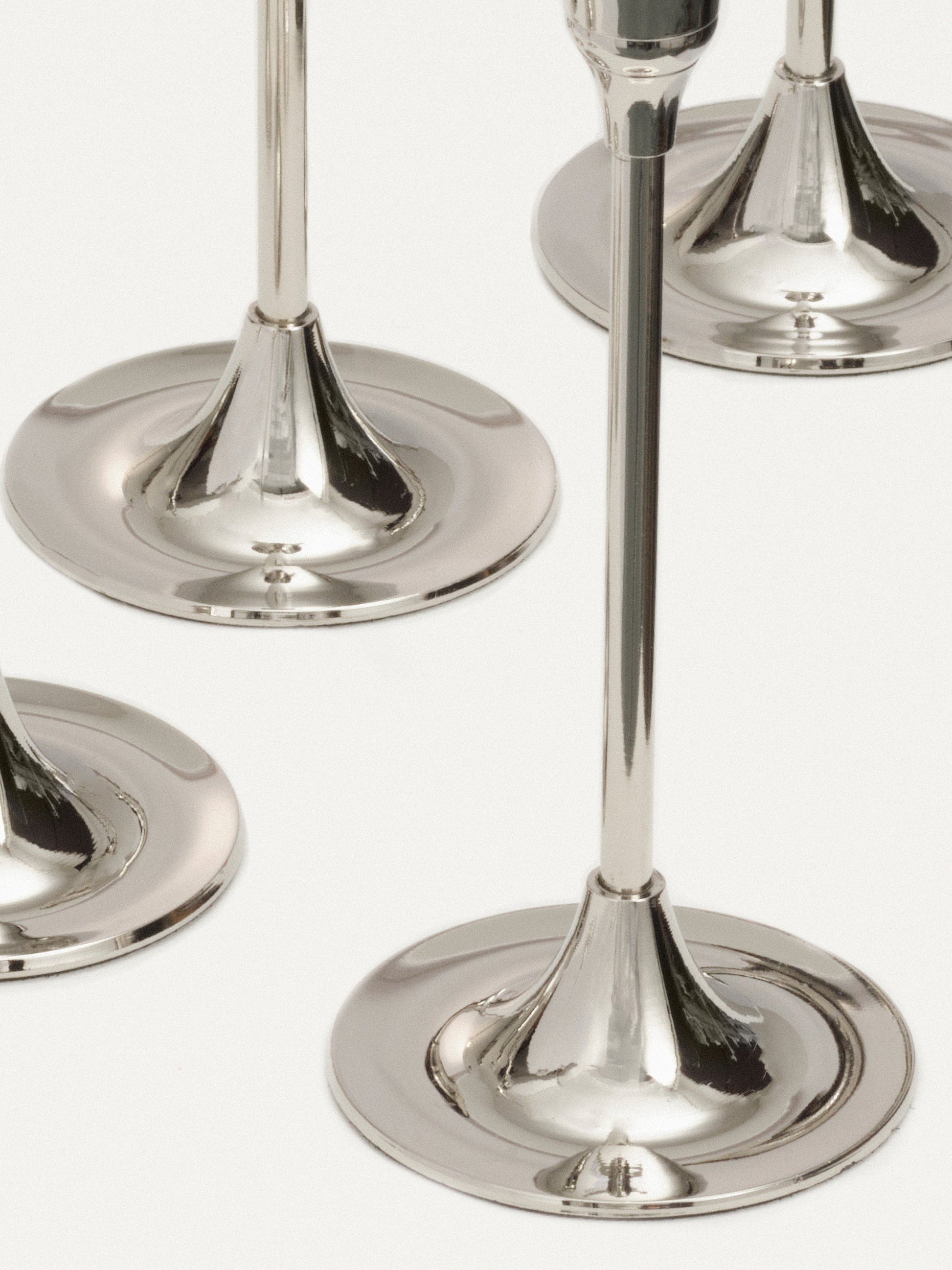 Nickel Candlestick Set Decor
