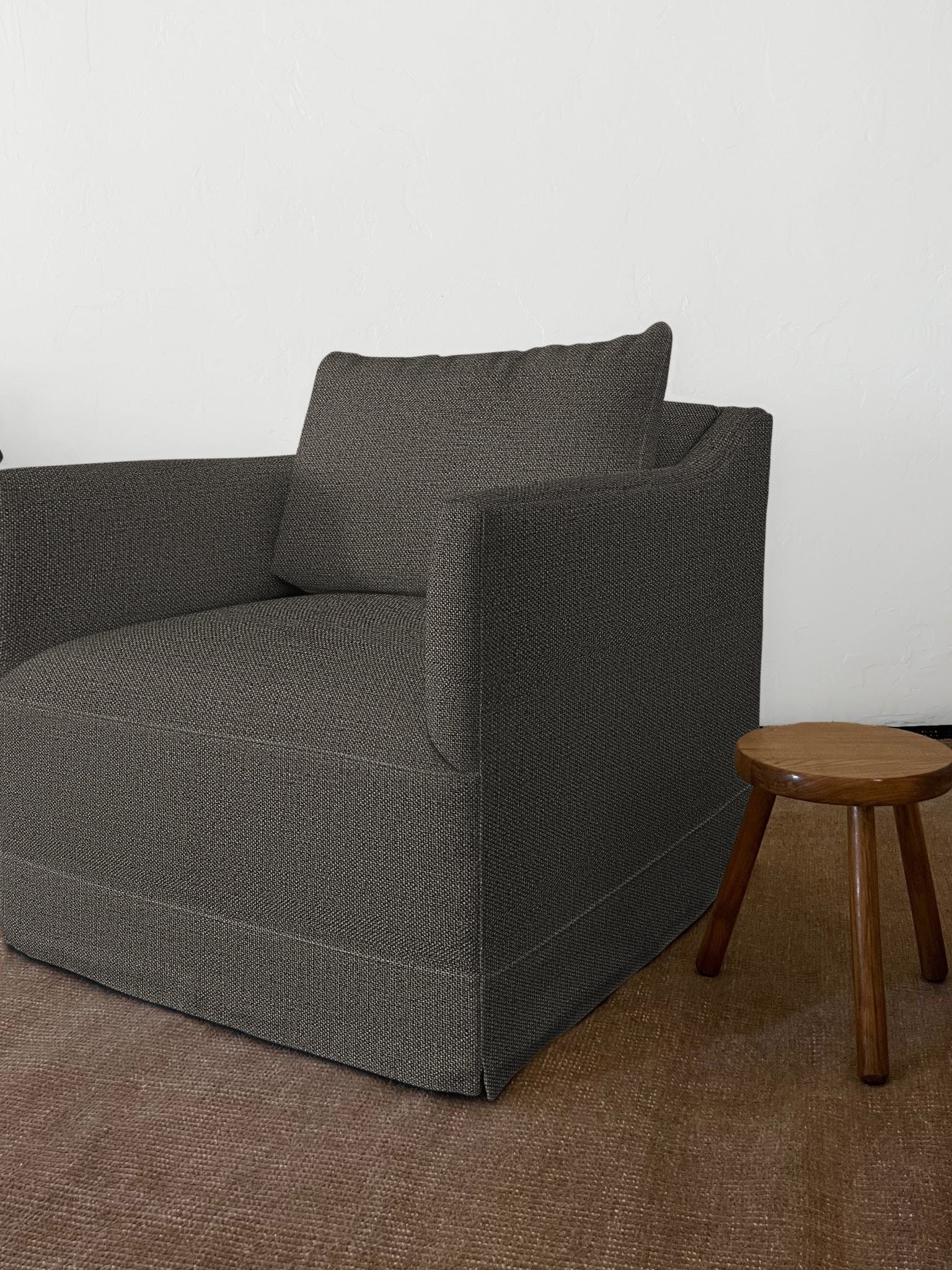 Noelle Linen Armchair Chairs Espresso / Without Ottoman