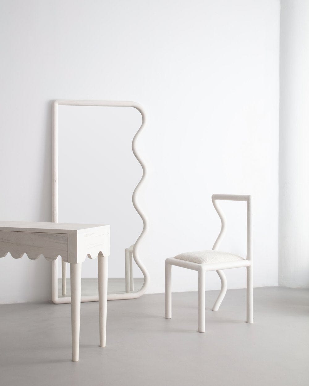SQUIGGLE MIRROR BLEACHED MAPLE BY CHRISTOPHER MIANO