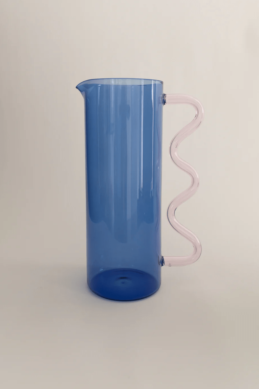 Wave Pitcher - Blue w/ Pink