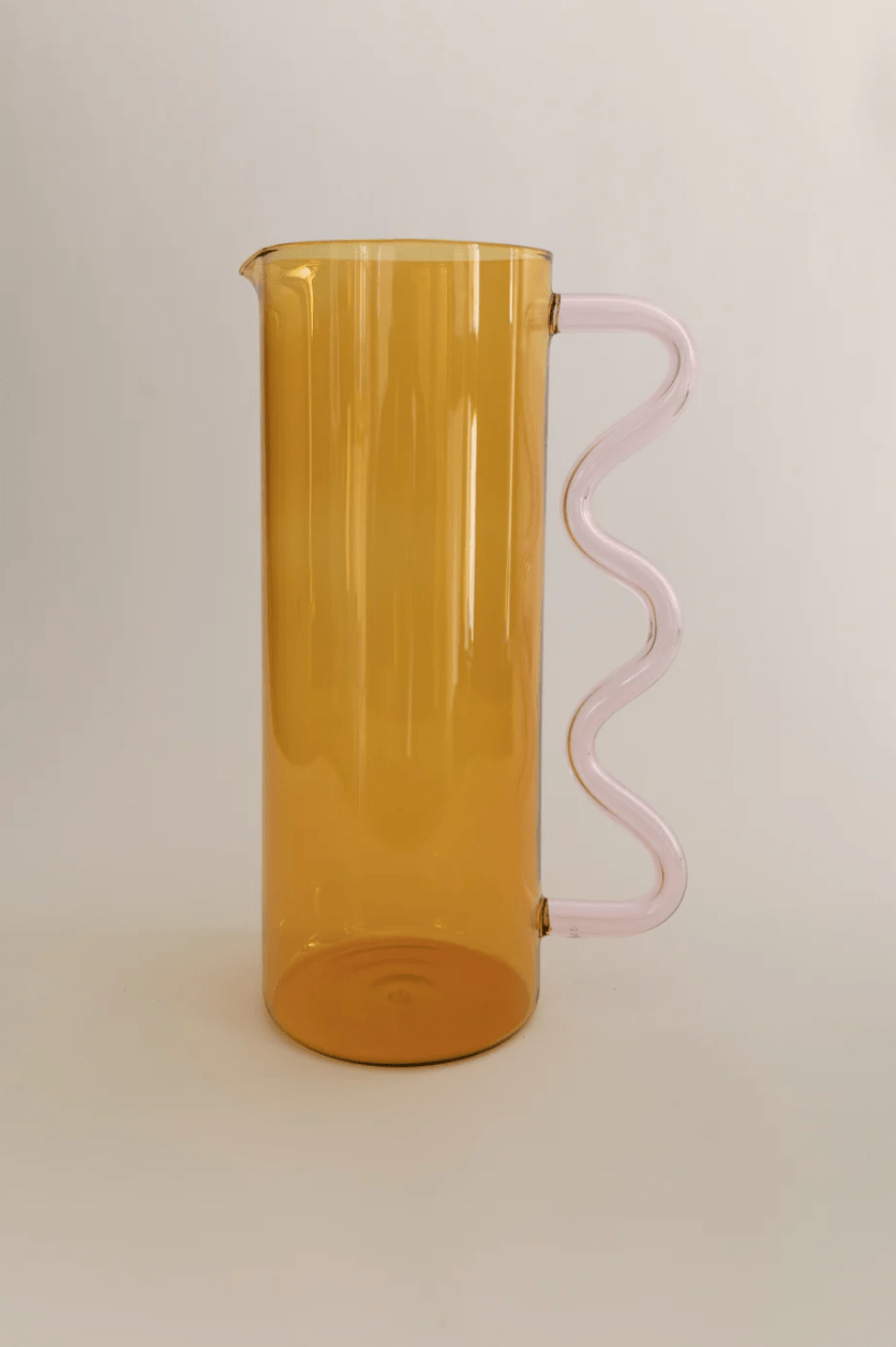 Wave Pitcher - Yellow w/ Pink