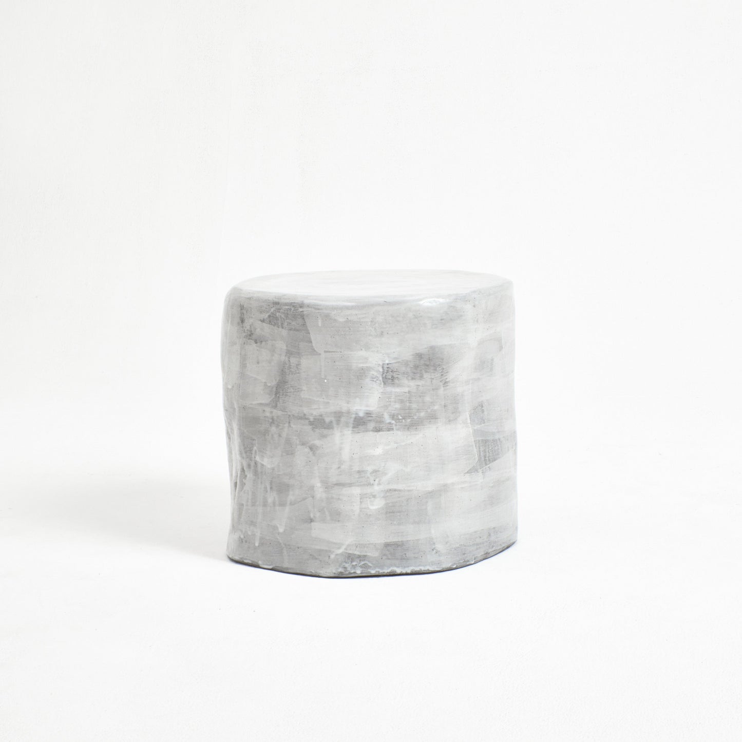 Ceramic Side Table - Small (Custom Shape) in Brushed White End Tables