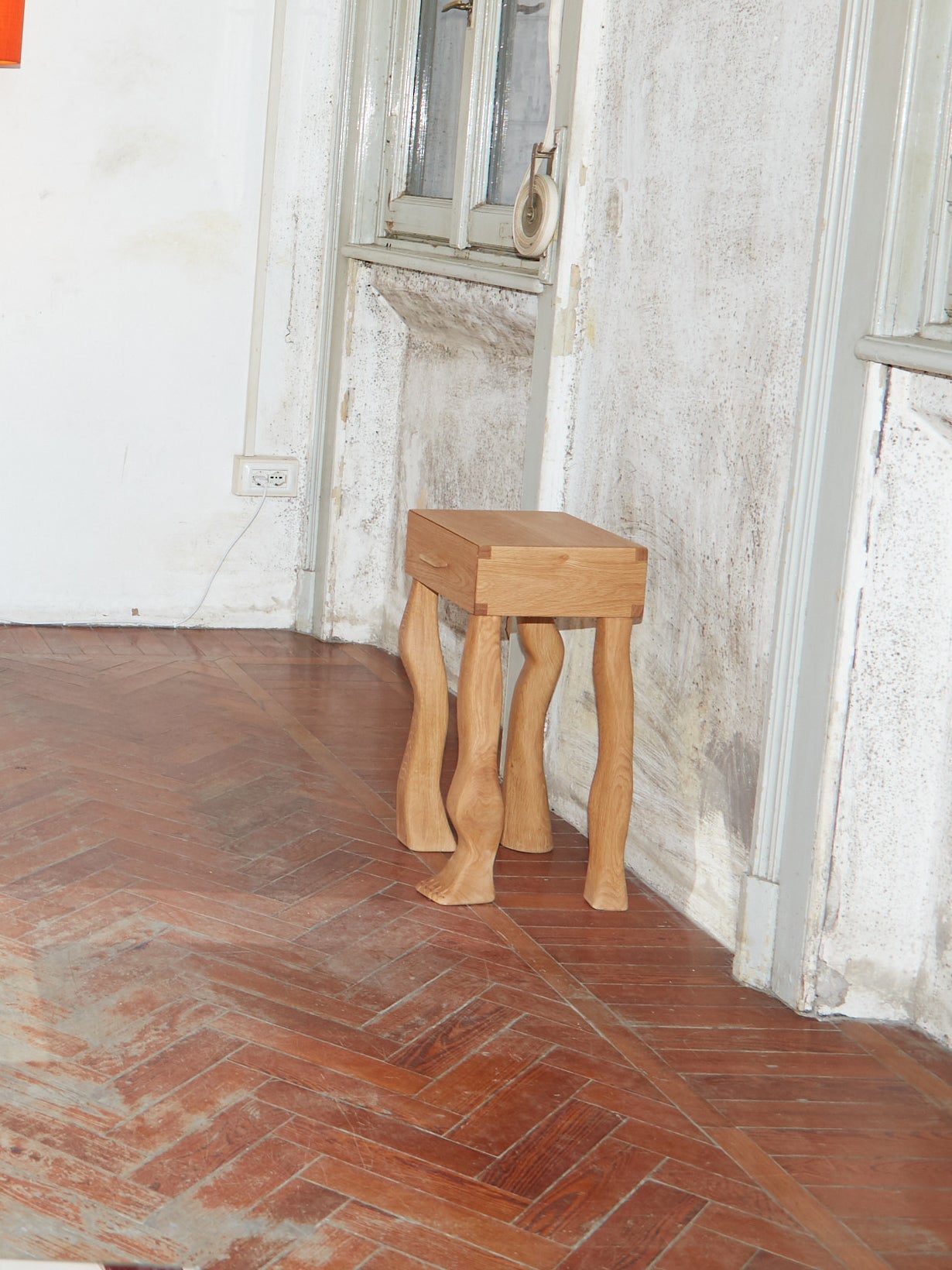 Foot Side Table in Oak End Tables