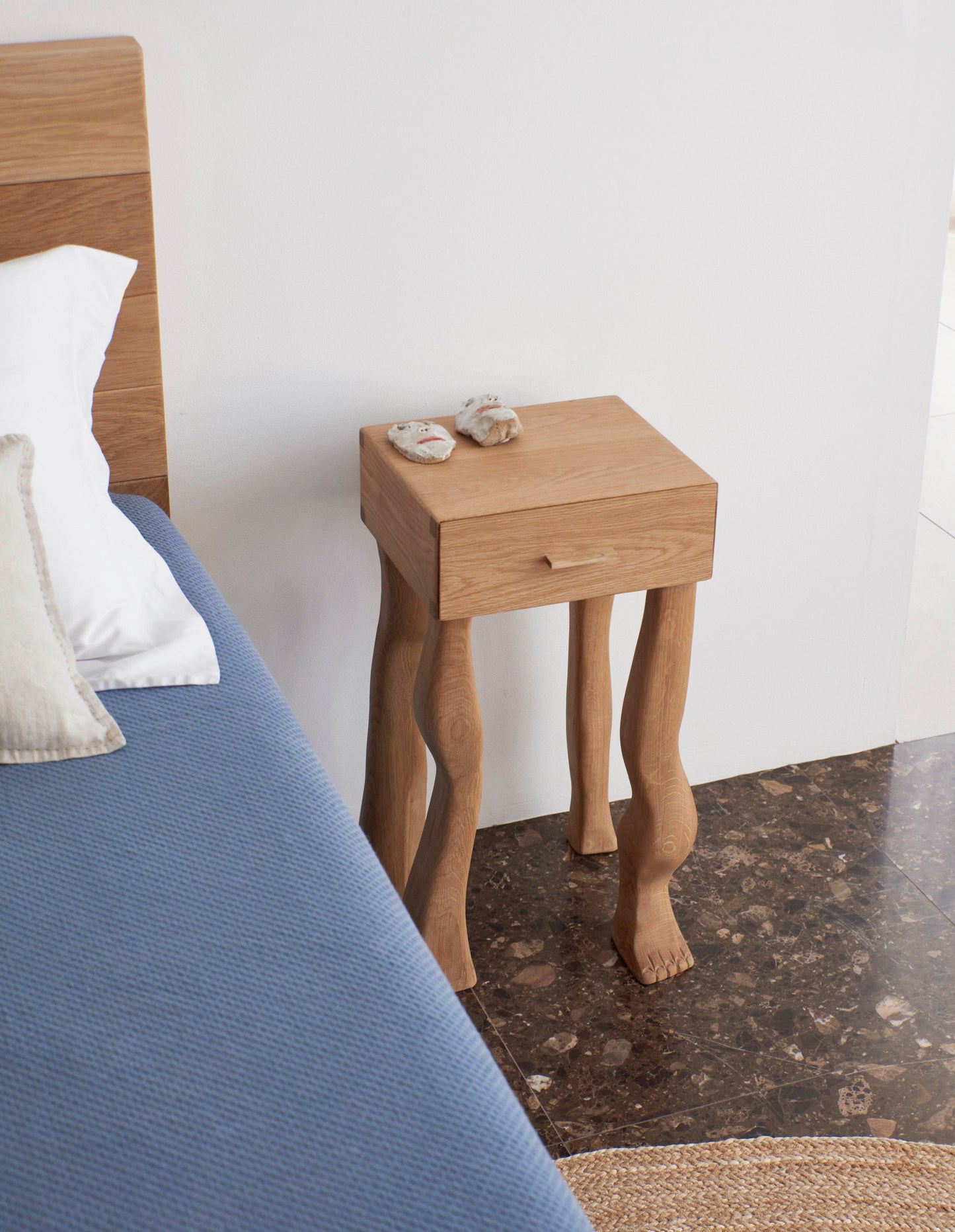 Foot Side Table in Oak End Tables