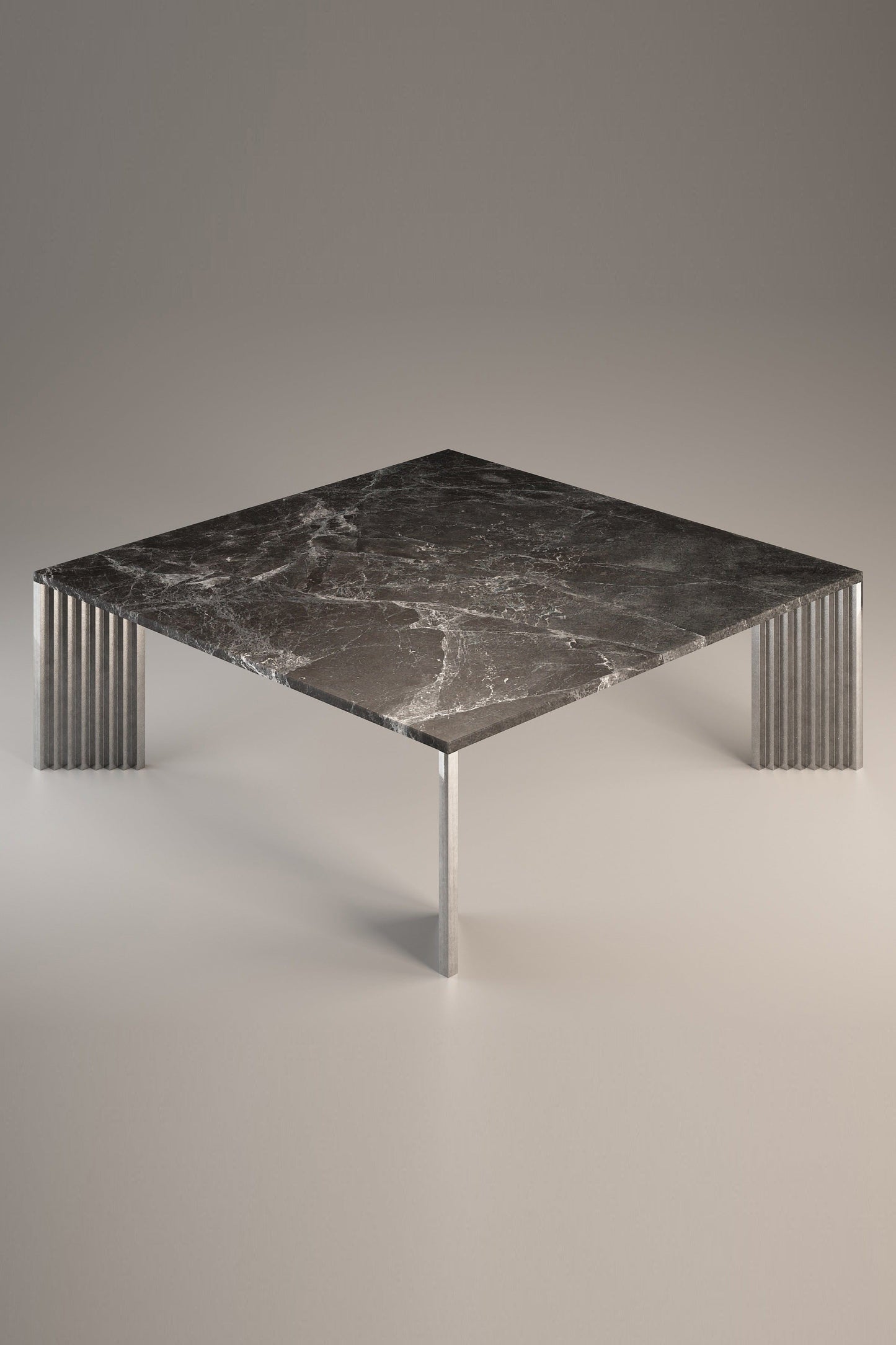Piero Coffee Table Coffee Tables in Emperador Grey Marble/Cast Aluminum Legs