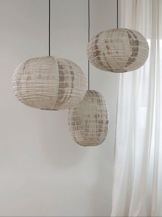 Round Folding Silk Pendant in Tie-Dye Grey, Small by Oi Soi Oi Pendants