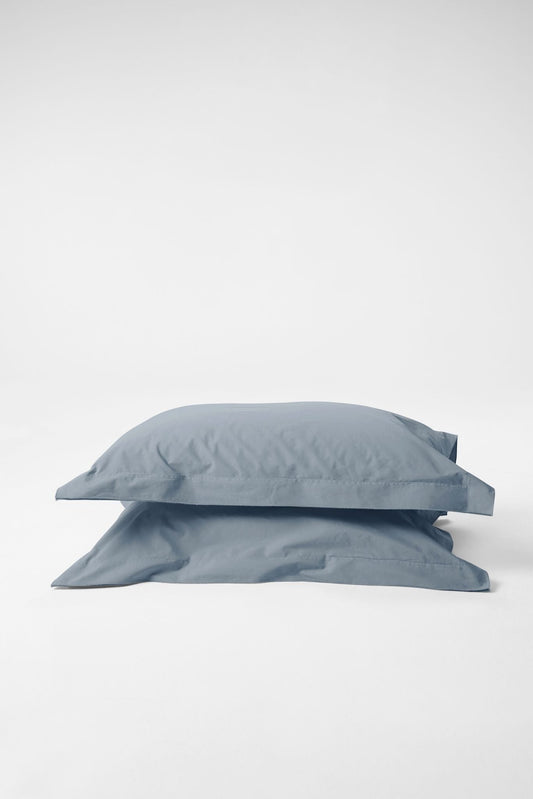 Mono Organic Cotton Percale Pillow Pair - Half Blue Pillows in Standard Pillow