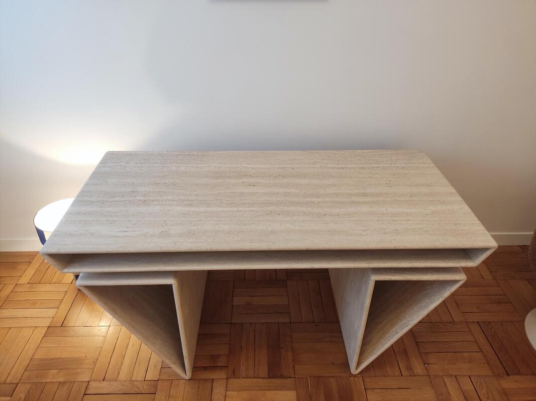 Travertine Desk by Claude Berrladacci Desks
