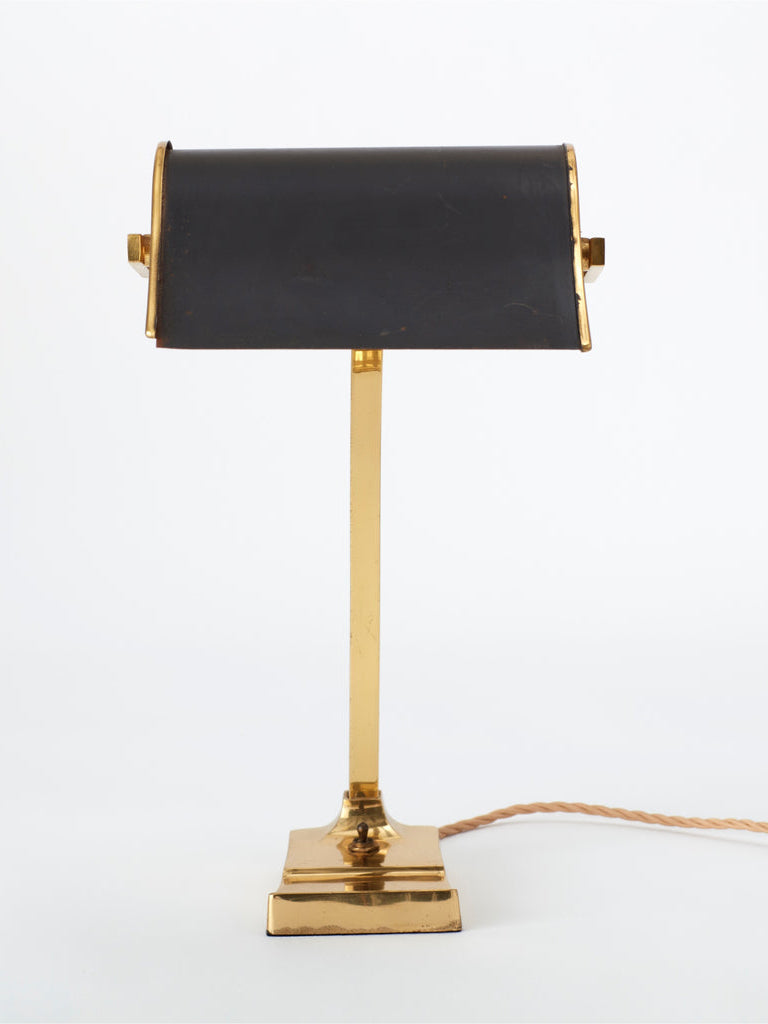 Vintage Italian Brass and Black Metal Desk Lamp Table Lamps