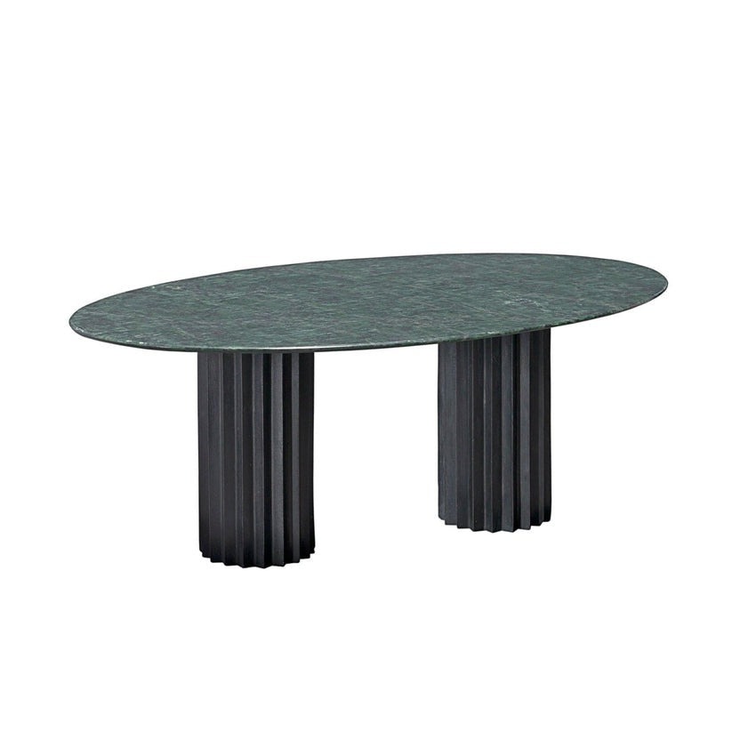 Doris Oval Dining Table in Green Serpentino Black Patina Bronze Dining Tables