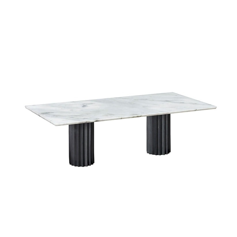 Doris Rectangular Dining Table in White Carrara Black Patina Bronze Dining Tables