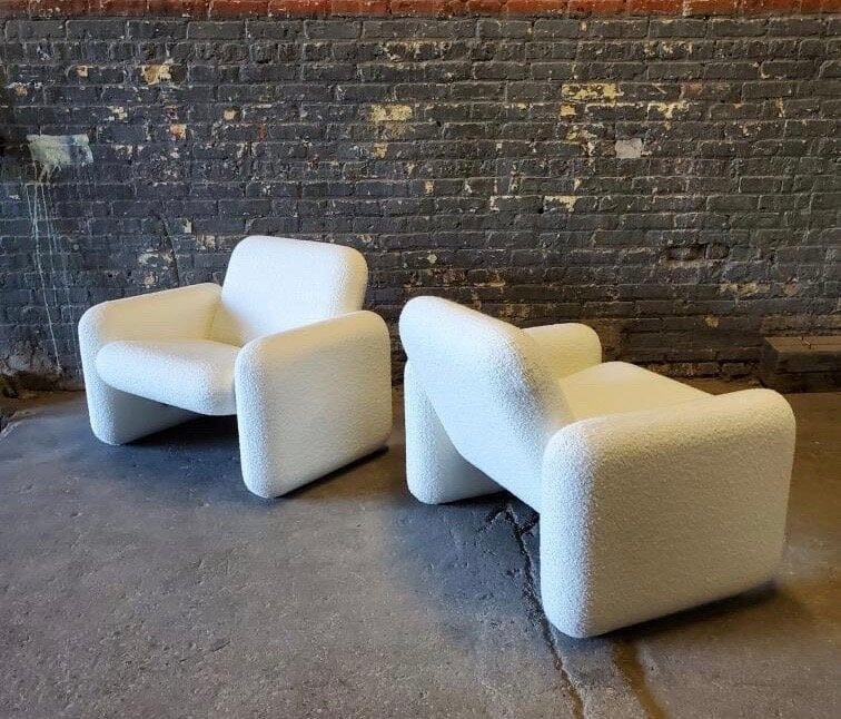 Herman Miller Chiclet Chair in White Bouclé Chairs