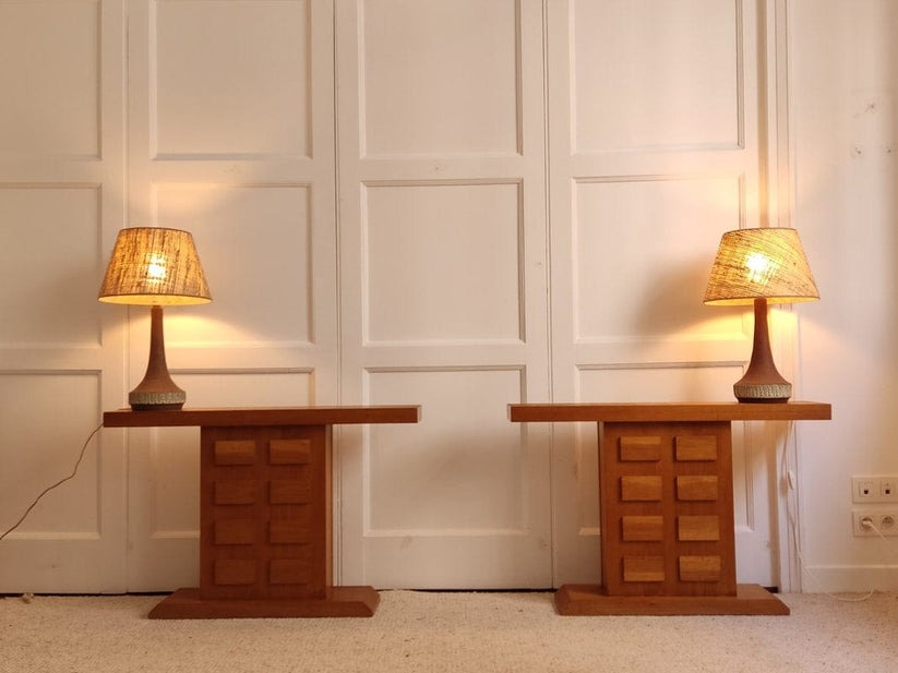 Vintage Oak Console Tables (Set of Two) Consoles