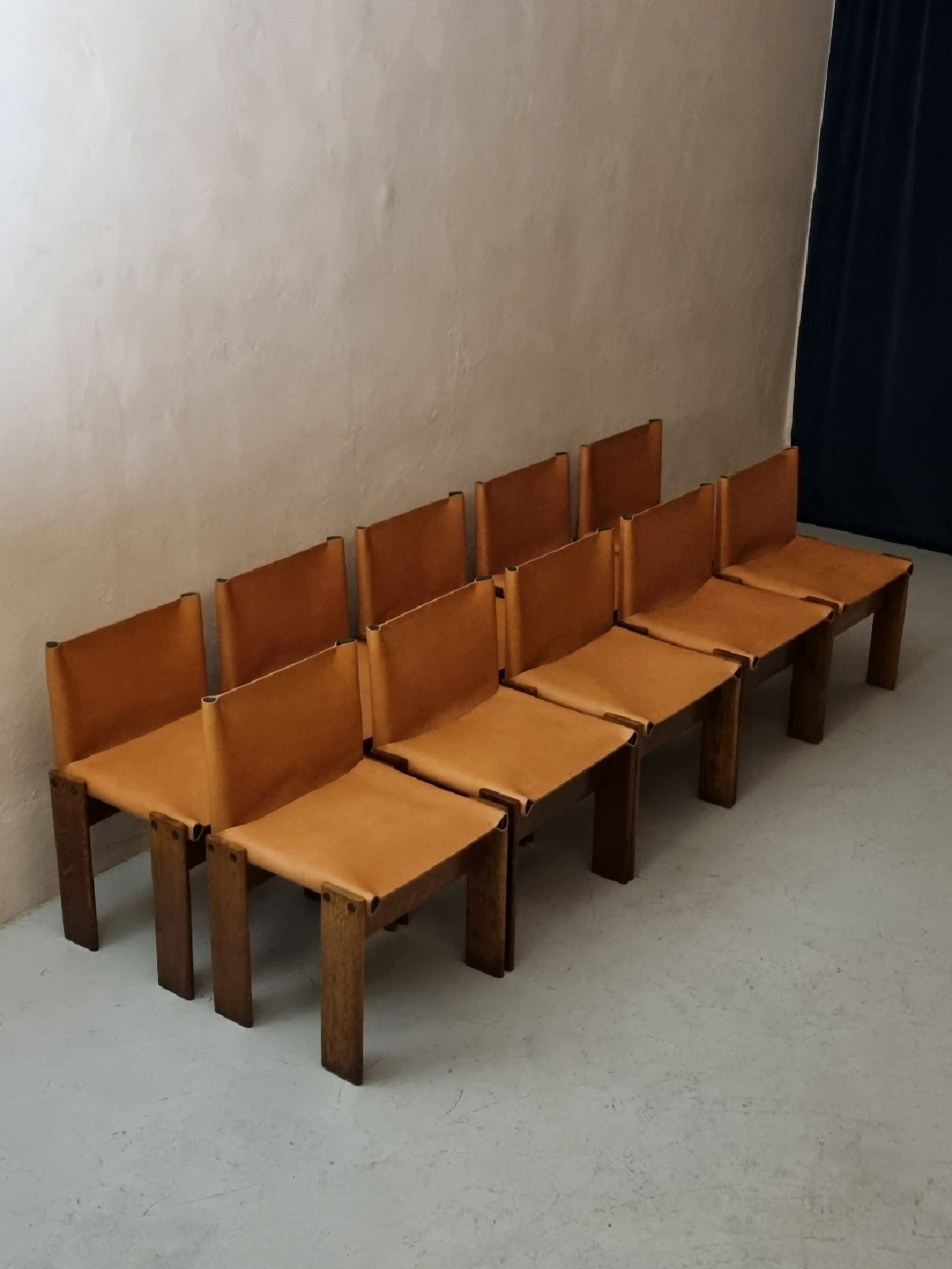 10 Monk Chairs Designed by Afra and Tobia Scarpa for Molteni, 1974 Dining Chairs