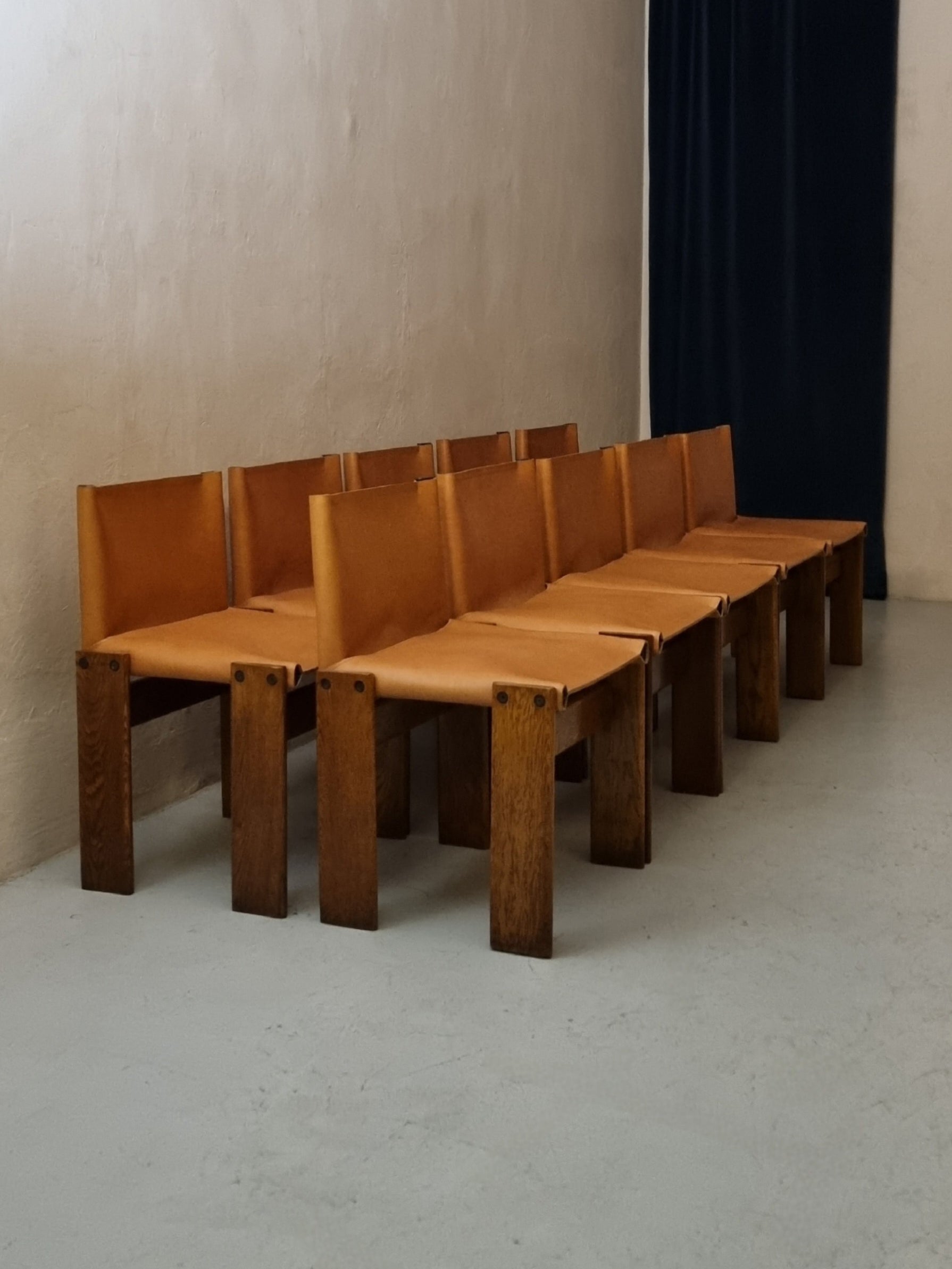 10 Monk Chairs Designed by Afra and Tobia Scarpa for Molteni, 1974 Dining Chairs