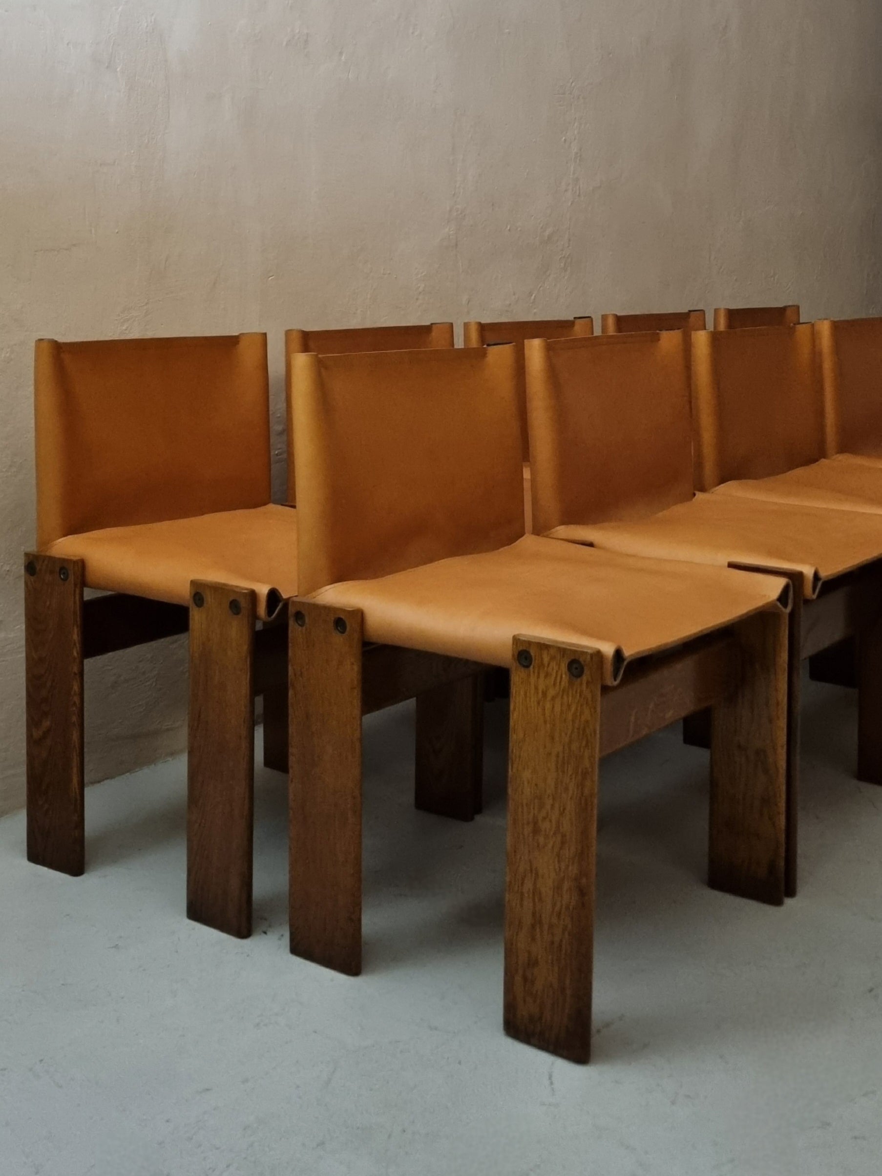 10 Monk Chairs Designed by Afra and Tobia Scarpa for Molteni, 1974 Dining Chairs