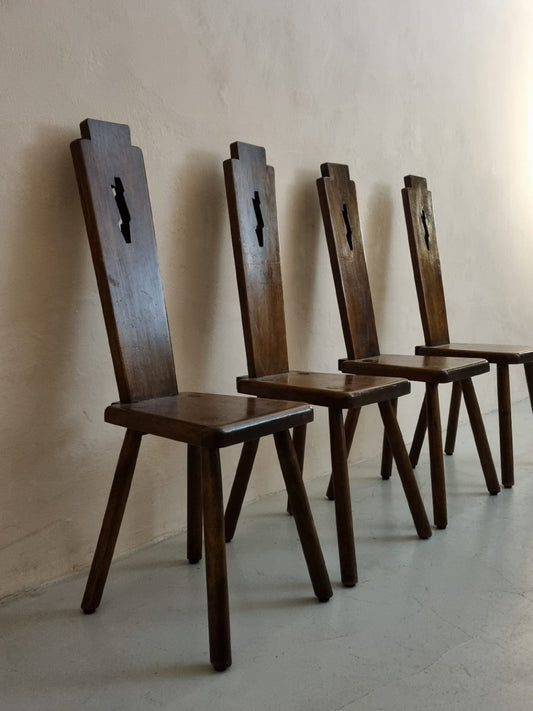 4 Chairs of Italian Craft Production, 1960s Dining Chairs