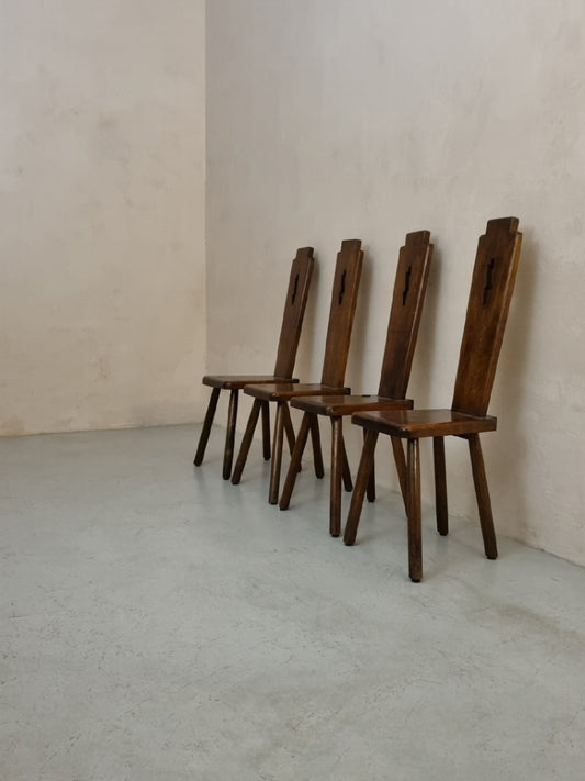 4 Chairs of Italian Craft Production, 1960s Dining Chairs