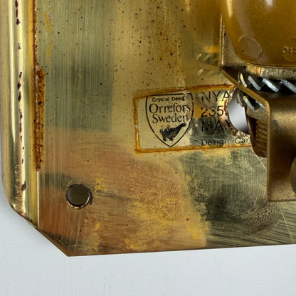Pair of Glass and Brass Wall Lights by Carl Fagerlund for Orrefors, 1970s Sconces