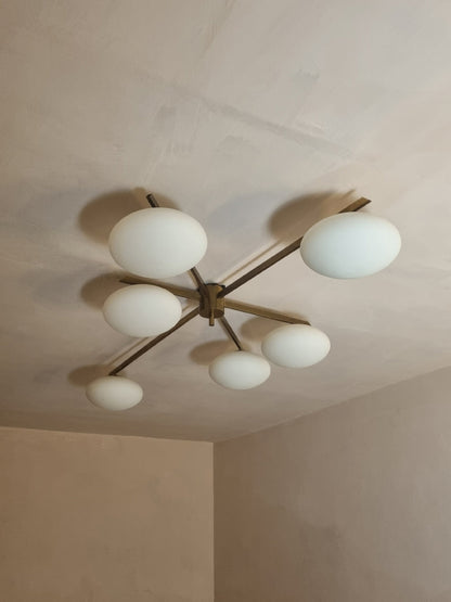6 Lune Rare Ceiling Lamp Designed by Angelo Lelii for Arredoluce, 1961 Flush Mounts
