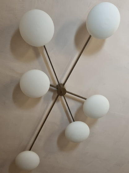 6 Lune Rare Ceiling Lamp Designed by Angelo Lelii for Arredoluce, 1961 Flush Mounts