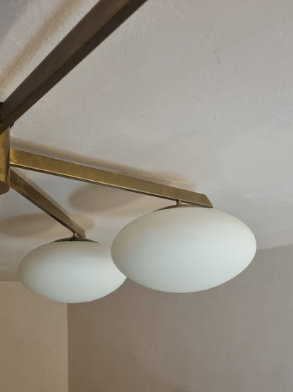 6 Lune Rare Ceiling Lamp Designed by Angelo Lelii for Arredoluce, 1961 Flush Mounts