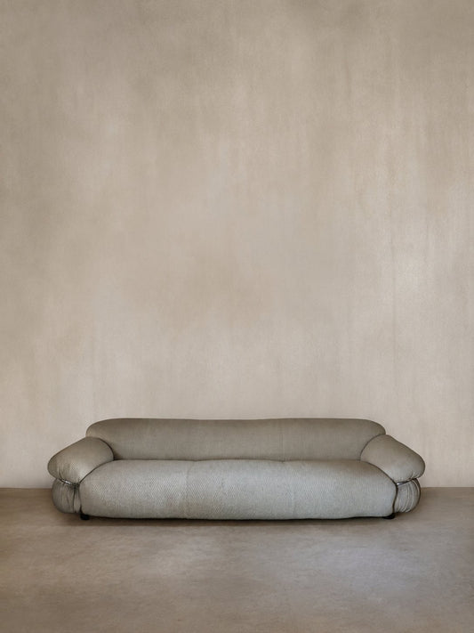 Gianfranco Frattini "Sesann" seating, the sofa seen from the front in original wool