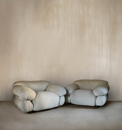 Gianfranco Frattini "Sesann" seating, the pair of armchairs side by side