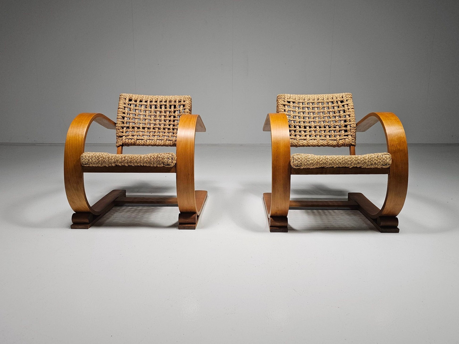 Adrien Audoux & Frida Minet Rope Easy Chairs for Vibo 1940 Paris Chairs