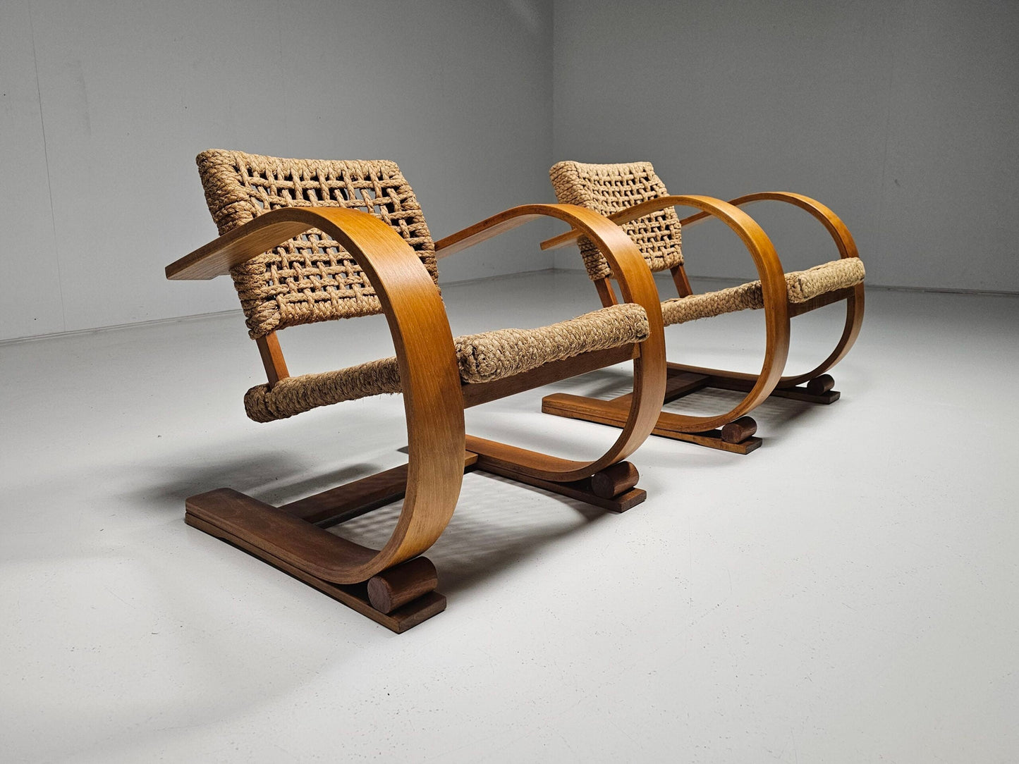 Adrien Audoux & Frida Minet Rope Easy Chairs for Vibo 1940 Paris Chairs