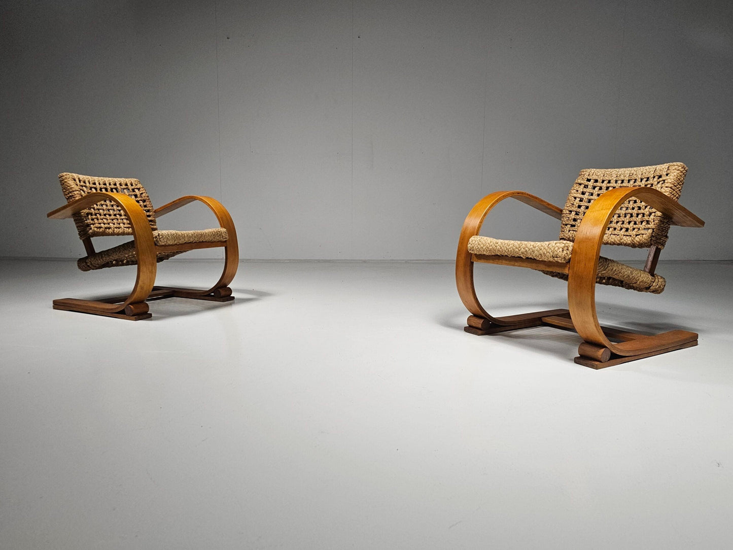 Adrien Audoux & Frida Minet Rope Easy Chairs for Vibo 1940 Paris Chairs