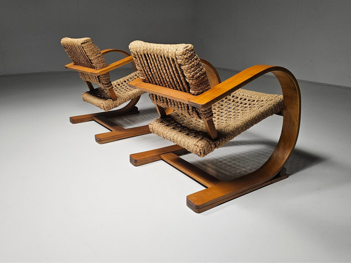 Adrien Audoux & Frida Minet Rope Easy Chairs for Vibo 1940 Paris Chairs