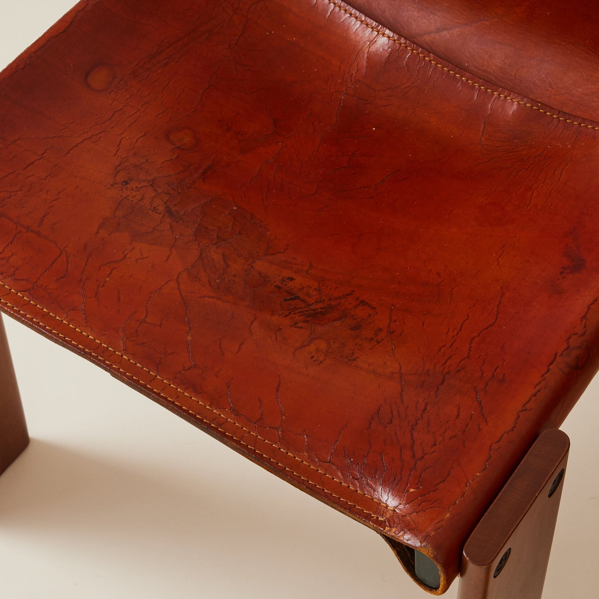 Set of 6 Italian Monk Cognac Leather Dining Chairs by Afra & Tobia Scarpa for Molteni, 1974 Dining Chairs