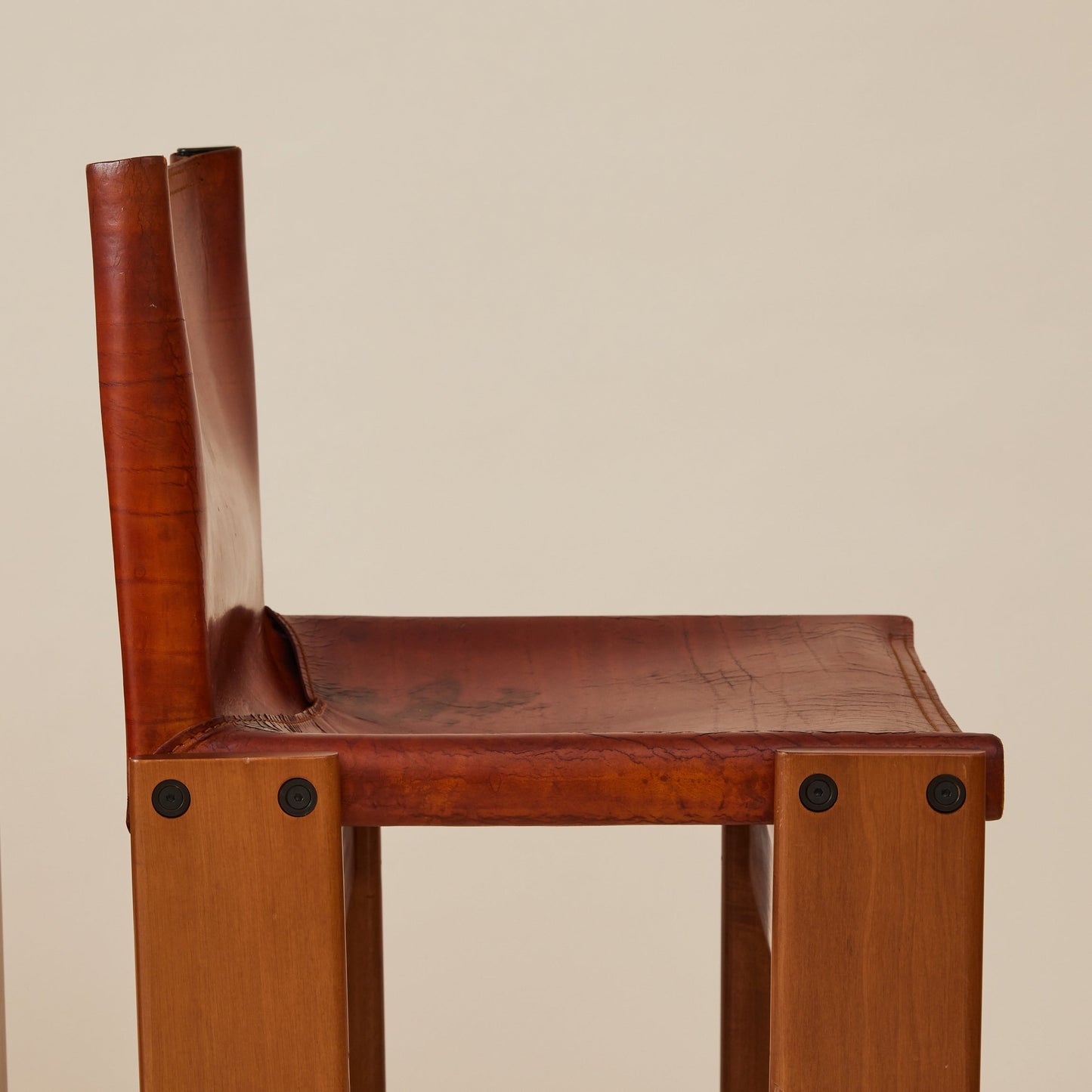Set of 6 Italian Monk Cognac Leather Dining Chairs by Afra & Tobia Scarpa for Molteni, 1974 Dining Chairs