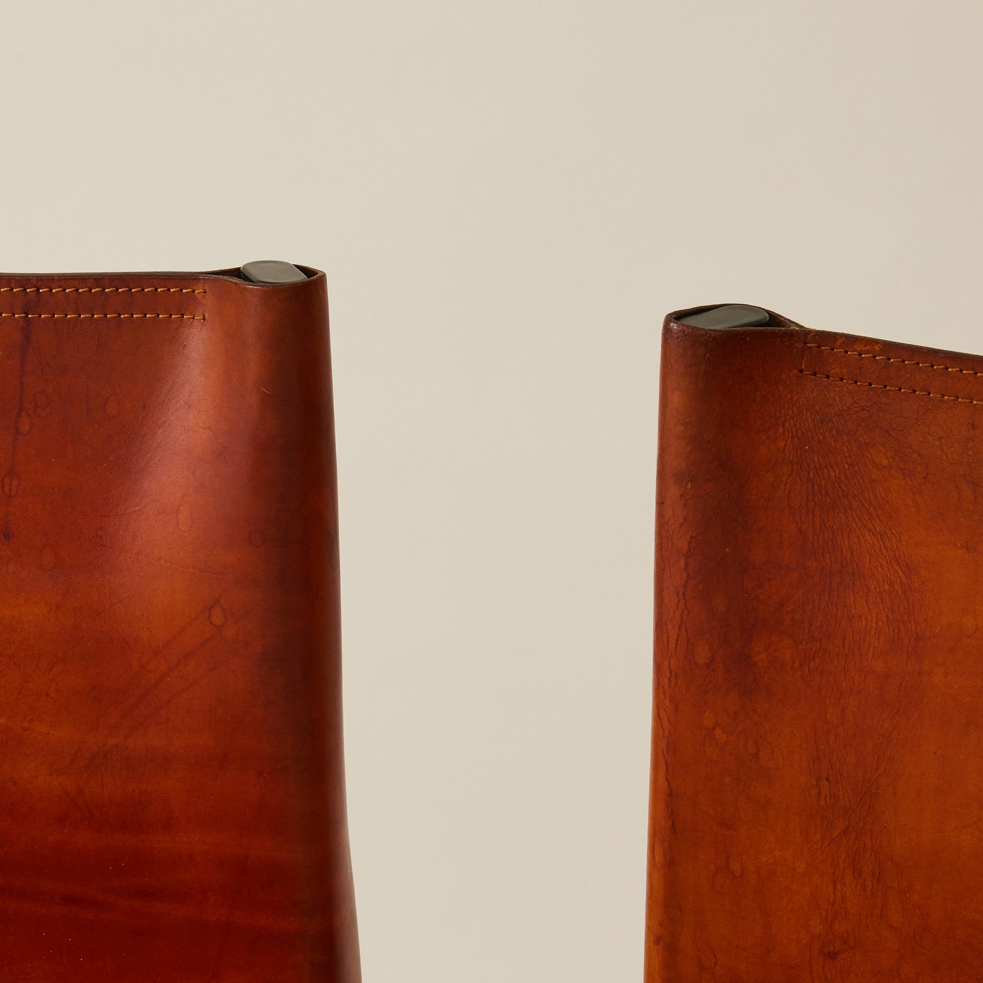 Set of 6 Italian Monk Cognac Leather Dining Chairs by Afra & Tobia Scarpa for Molteni, 1974 Dining Chairs