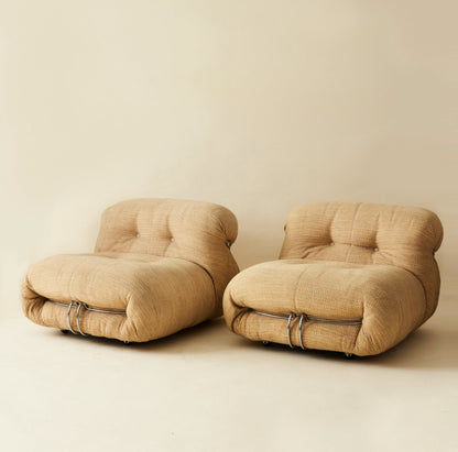 Afra and Tobia Scarpa "Soriana" Lounge Chairs by Cassina, A Pair, 1970's Chairs