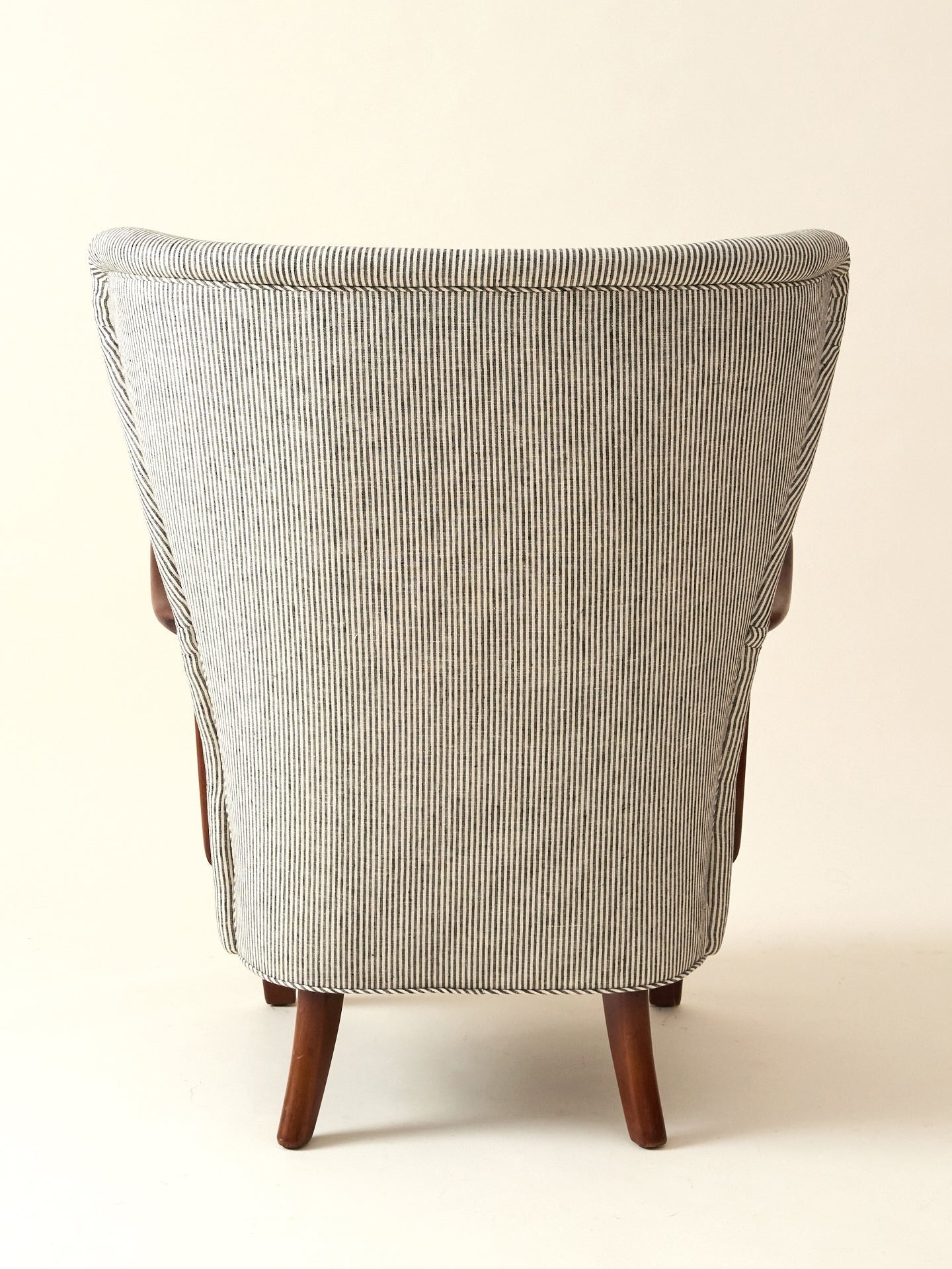 Alfred Christiansen High Back Easy Chair 23B in Striped Linen, 1940s Chairs
