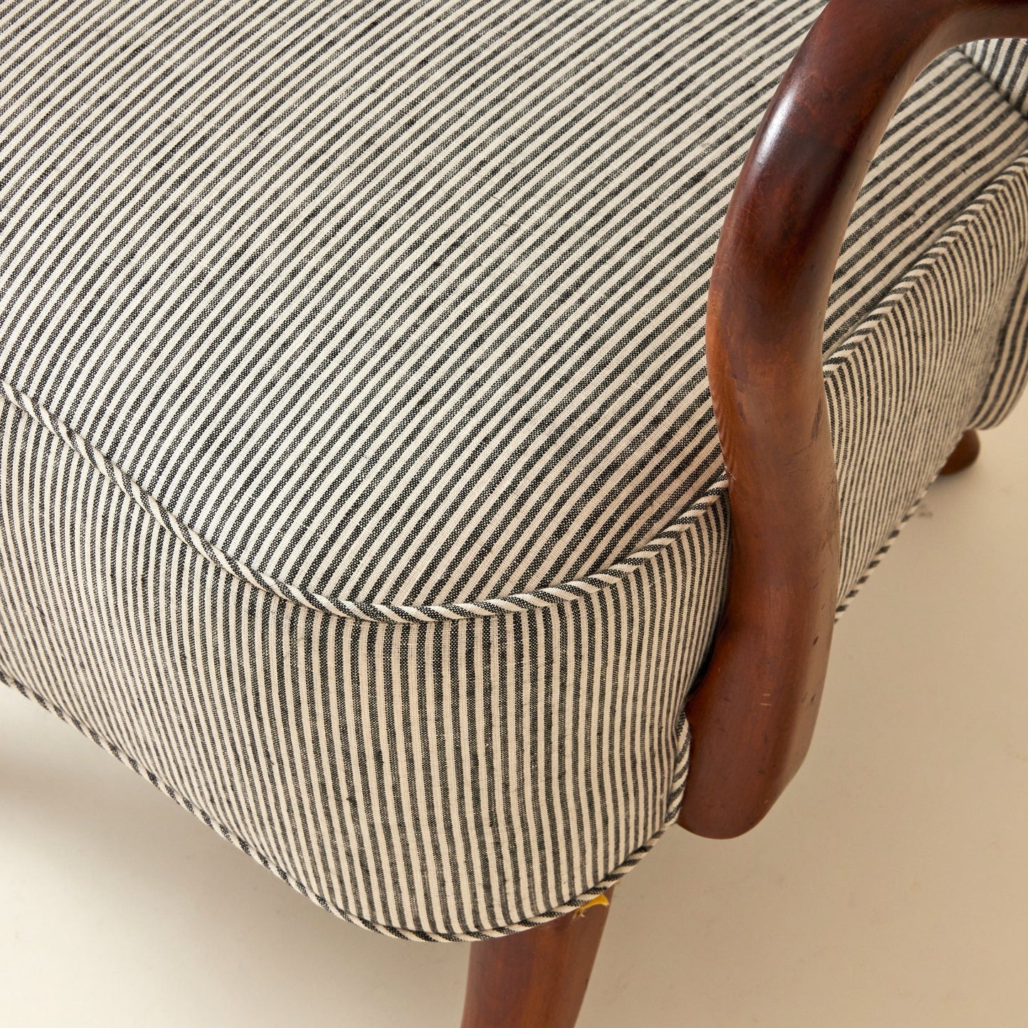 Alfred Christiansen High Back Easy Chair 23B in Striped Linen, 1940s Chairs