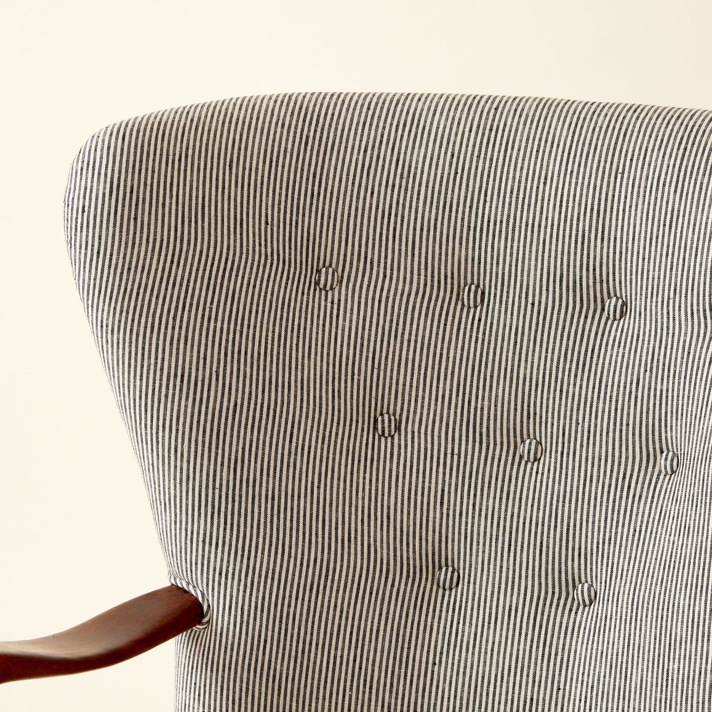 Alfred Christiansen High Back Easy Chair 23B in Striped Linen, 1940s Chairs