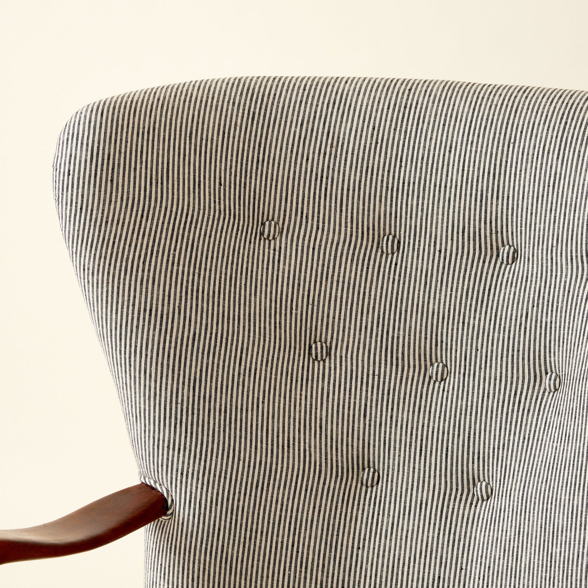 Alfred Christiansen High Back Easy Chair 23B in Striped Linen, 1940s Chairs