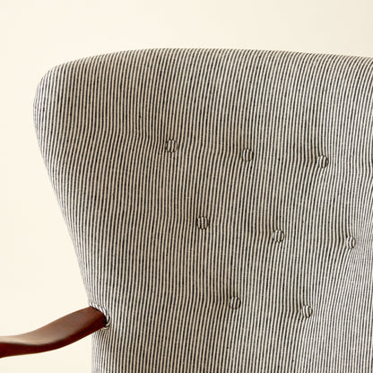 Alfred Christiansen High Back Easy Chair 23B in Striped Linen, 1940s Chairs