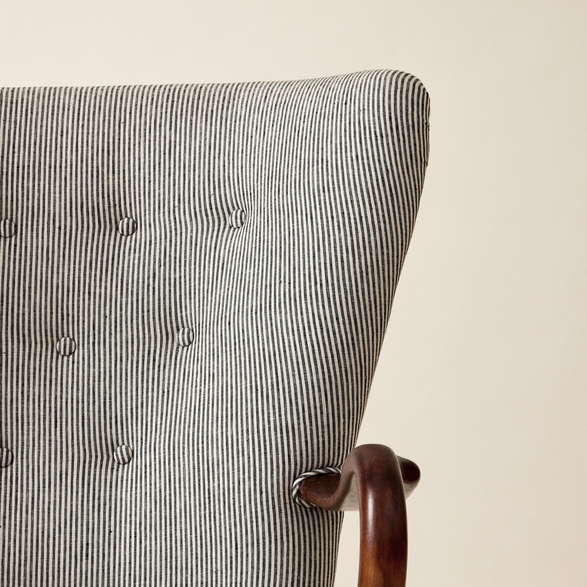 Alfred Christiansen High Back Easy Chair 23B in Striped Linen, 1940s Chairs