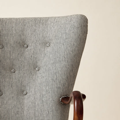 Alfred Christiansen High Back Easy Chair 23B in Striped Linen, 1940s Chairs