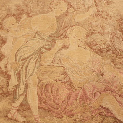 Antique French Pictorial Cream Beige Wool Tapestry Rug Rugs