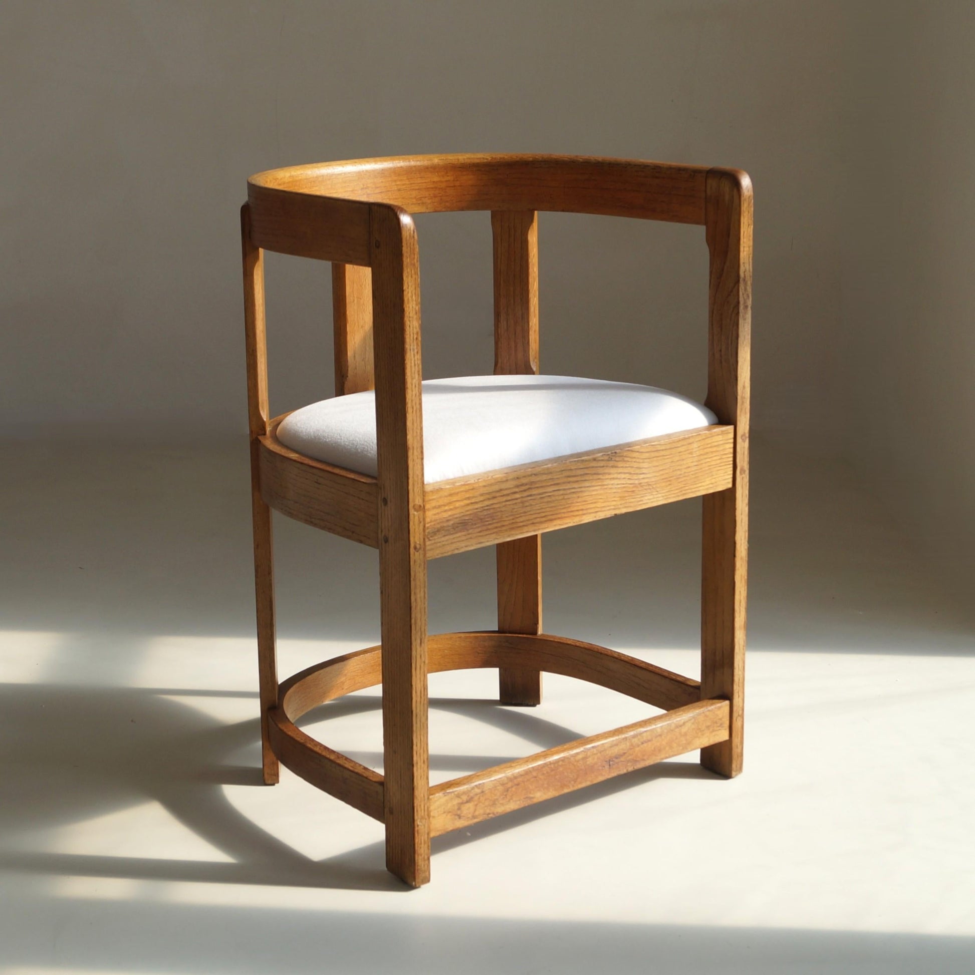 Antique Scottish Oak Barrel-Back Armchair, c.1920 Chairs