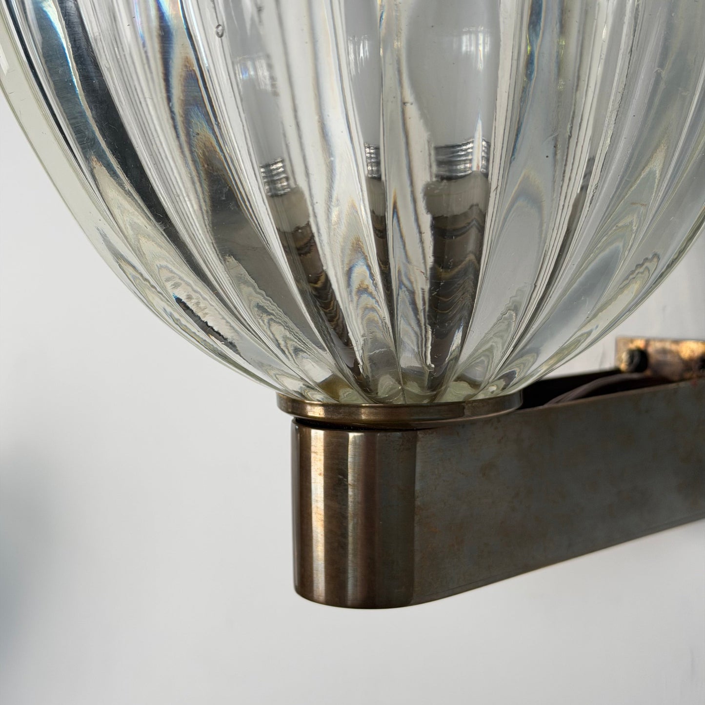 Pair of Murano Crystal Sconces with Suspended Gold Leaf Particles by E. Barovier Sconces