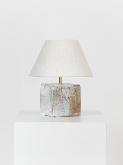 Arouca Table Light in White on Textured Brown Clay Table Lamps