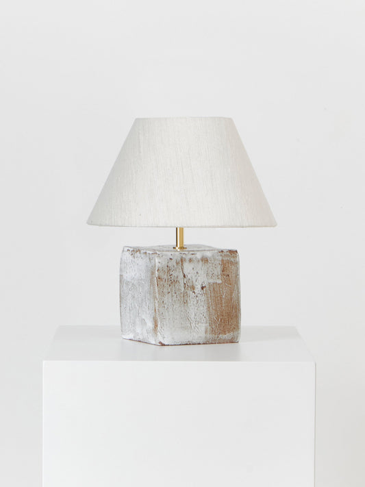 Arouca Table Light in White on Textured Brown Clay Table Lamps